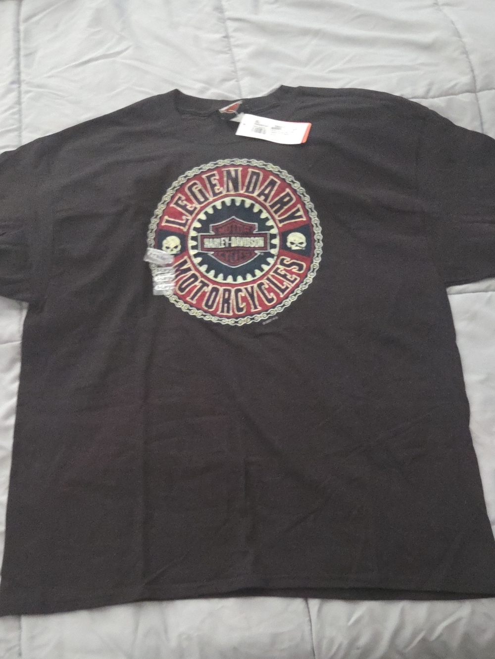 Harley-Davidson Black Tee with Red and Gold 'Legendary Motorcycles' Crest